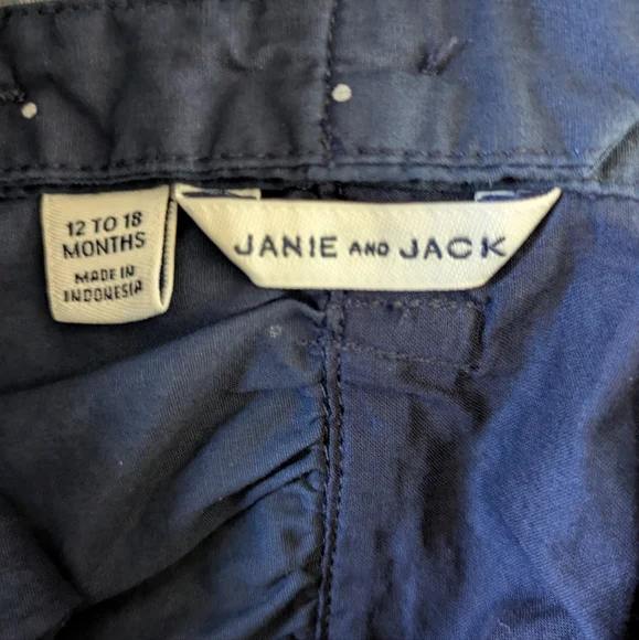 Janie And Jack Ric Rac Dot Dress 12-18 M Patriotic Red White Blue Trim Americana - Picture 3 of 4